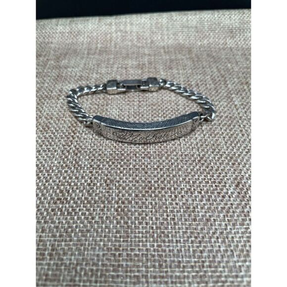 Brighton Women’s ID Bracelet Silver Plated Etched Mother Engraved Bar Link 7.5” - Picture 8 of 11